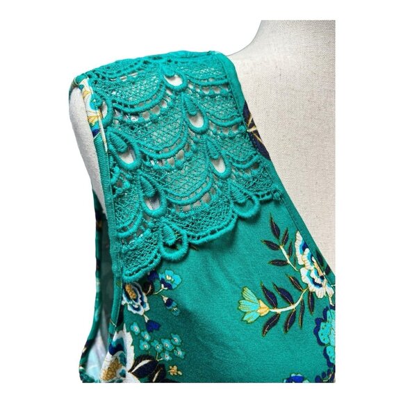 Daniel Rainn Crochet Detail Blouse~Sz 1X~Green Floral~Stitch Fix NWT ~ L11 16 - Picture 3 of 10